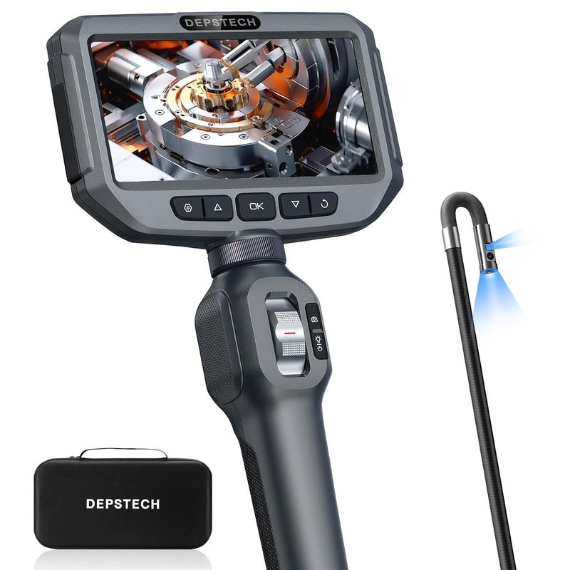 DEPSTECH Dual Lens Articulating Borescope, Endoscope Camera with Light, Articulated Probe, Flexible Snake Inspection Camera for Wall, Automotive Engine Inspect-4.92FT - Image 1
